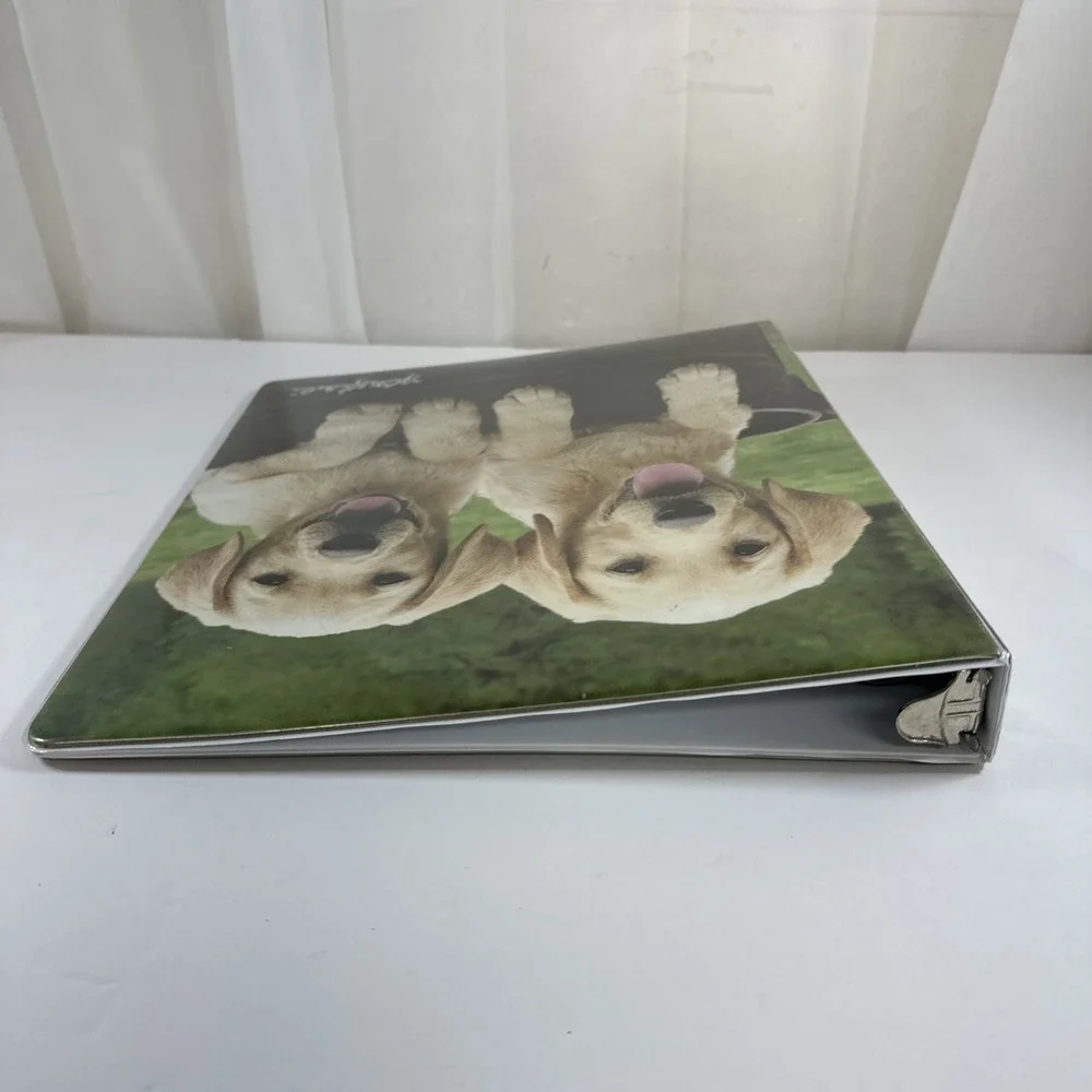 Vtg Keith Kimberlin Puppy Golden Retrievers 3 Ring Binder